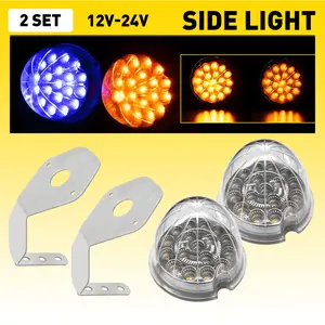 AUXITO LED Lights w/ Chrome Ring + Watermelon L-Bracket 2X For Semi Tractors 12V Trucks