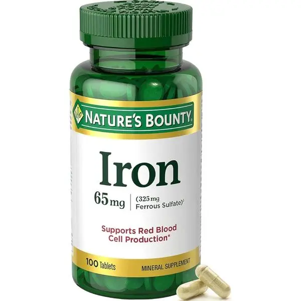 Nature’s Bounty Iron 65mg, 325mg Ferrous Sulfate, 100 Tablets