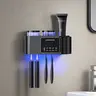Wall Mounted Toothbrush Holder with 2 Tooth Cups and Smart Sterilizer, Bathroom Toothbrush Protection for Effective Cleaning and Drying, Toothbrushes White tiktokshopspringglowup summervibes