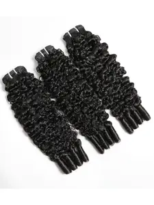 1PC Burmese Curly Bundles Human Hair 16 18 20 Inch Unprocessed Water Wave Quick Weave with Spiral Curly End Raw Virgin Hair Extensions Natural Black for Women