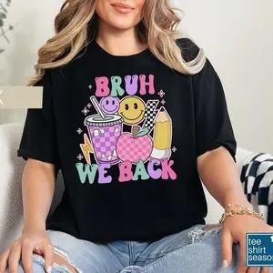 Back to School Shirt, Bruh We Back, Retro Teacher Shirt, Comfort Colors, First Day of School, Hippie, Funny Teacher T-Shirt, Teacher Era