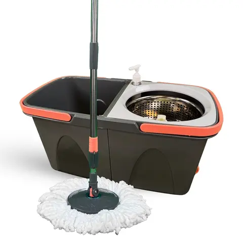 Easy Spin Microfiber Spin Mop and Bucket Set with Handle for Home and Kitchen Cleaning Tools Splash-Free 360° Rotating Head Ideal for All Floor Types
