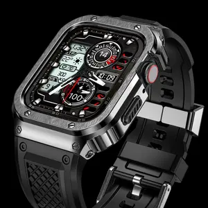 Suitable for Apple Watch Ultra Stainless Steel Case S9 Silicone Integrated Mechanical Style 49mm Band Wrist Strap reloj  mujer Wearable