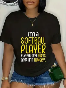 100% Cotton I'm A Softball Player Everything Hurts And I'm Hungry T-Shirt