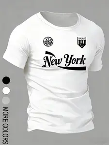 🔥 Hot selling men's muscle fitting T-shirt | High quality cotton | New York pattern T-shirt | Gym and casual decoration sportswear | Breathable and soft | Men's fashionable streetwear | Essential basic | # Men's wear # Gymwear # New York style