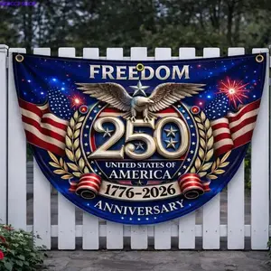 USA 250th Anniversary Fan Flag Banner 1776–2026, Patriotic Eagle Outdoor Decoration, Semiquincentennial Independence Day Wall Hanging for 4th of July, Home, Garden & Event Display
