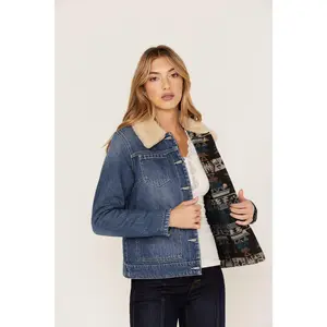 Medium Wash Reversible Sherpa Blanket Denim Jacket