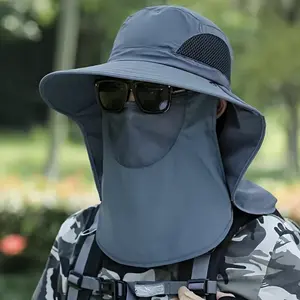 Fishing Hat for Men & Women, Outdoor UV Sun Protection Wide Brim Hat with Face Cover & Neck Flap