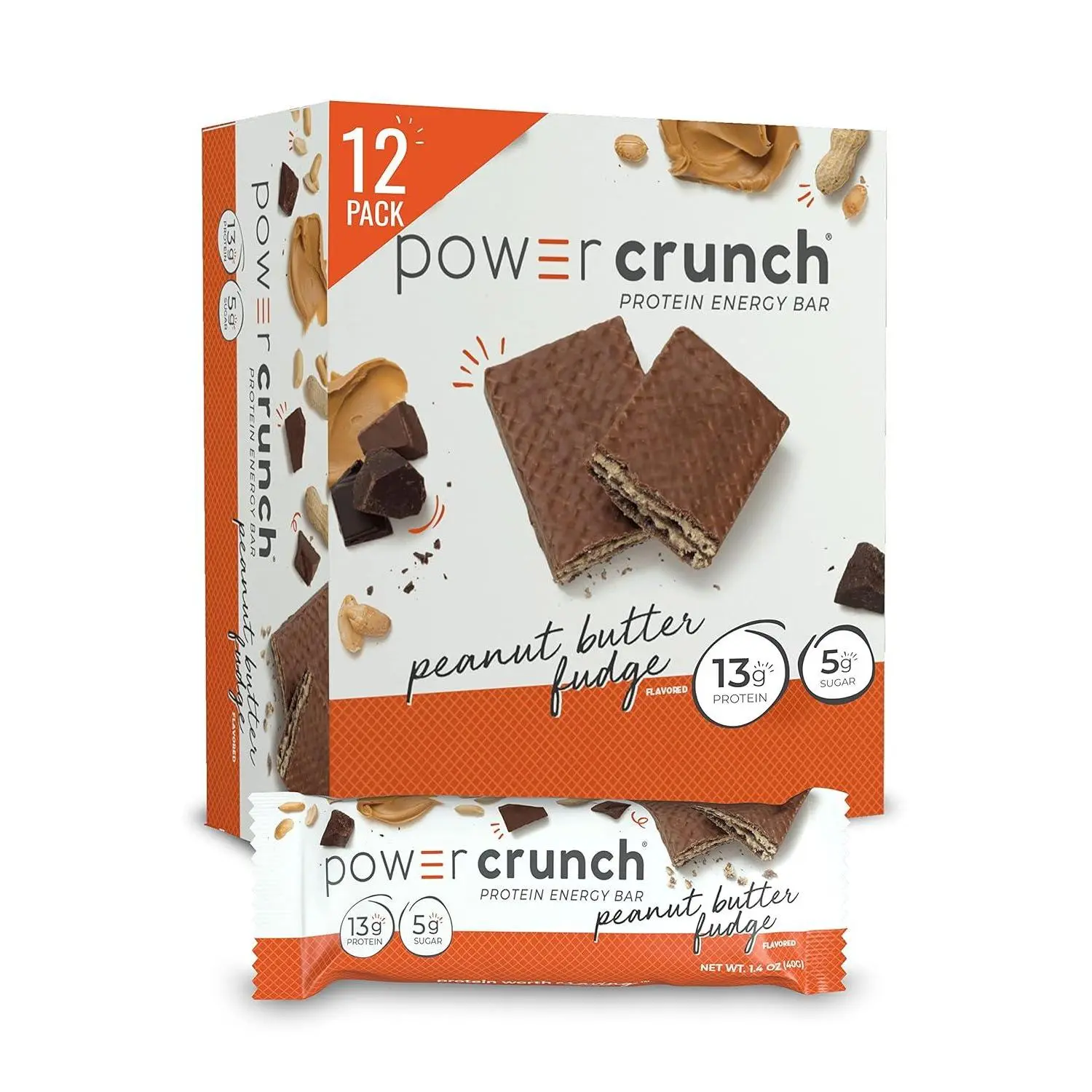 DOTPower Crunch Protein Wafer Bars Peanut Butter Fudge 1.4 oz 12ct