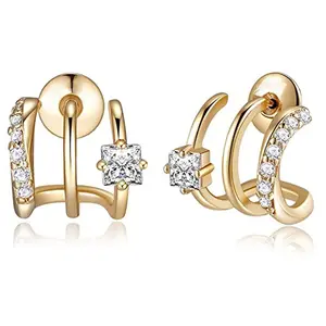 Zircon three-claw arc-shaped earrings are suitable for daily commuting and can be given as gifts by both men and women y2k