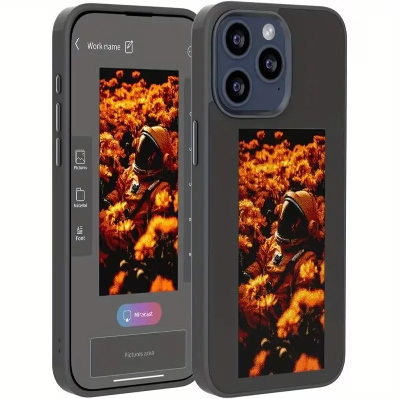 Smart Display Cover For iPhone 13-17 Pro Max, Durable TPU, HD Electronic Screen With NFC Photo Showcase, Digital Storage Protection Case Smartphone Casing, Compatible With iPhone 13 To 17 Pro & Pro Max