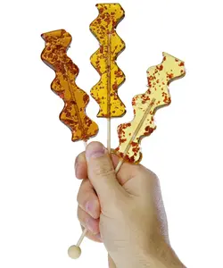 Bacon Pops Savory Lollipops - Set of Six Hard Candy Lollipops with Maple Honey & BBQ Flavors - Chewy Candy Snack & Dessert Candy Made in the USA