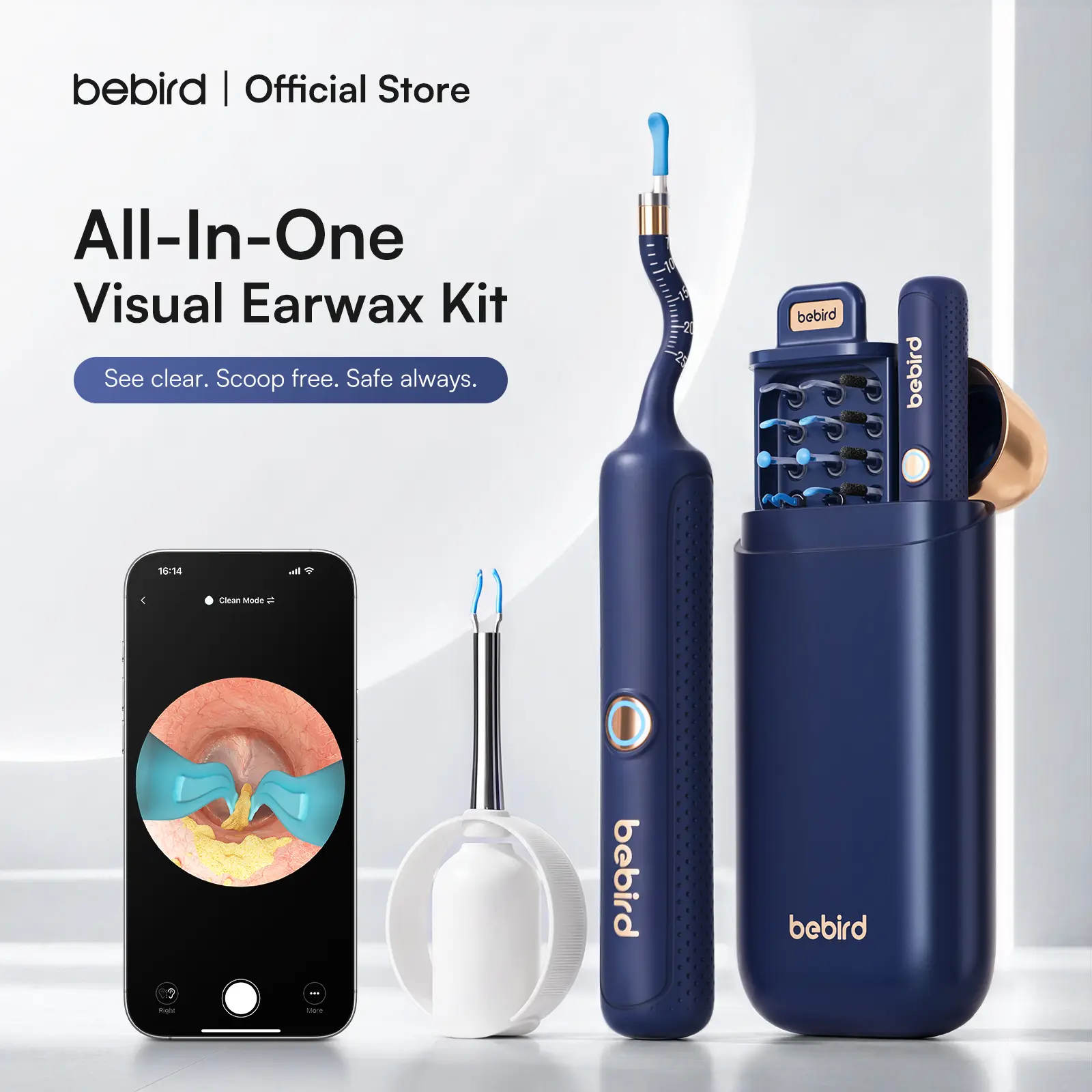 [Gift idea] Bebird Earsight Plus Ear Wax Removal Tool Camera, Flexible Wireless Ear Cleaner with Camera Otoscope Light, HD Painless Visual Ear Picker Tweezers Earwax Remover, Portable Safe Ear Cleaning Kit for Adults & Kids