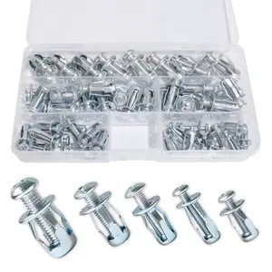 48 pcs, M4 M5 M6 M8 Jack Nuts Petal Nuts Expansion Nut Thins Fixings Dowels with Screws Assembly (Assortment Kit)