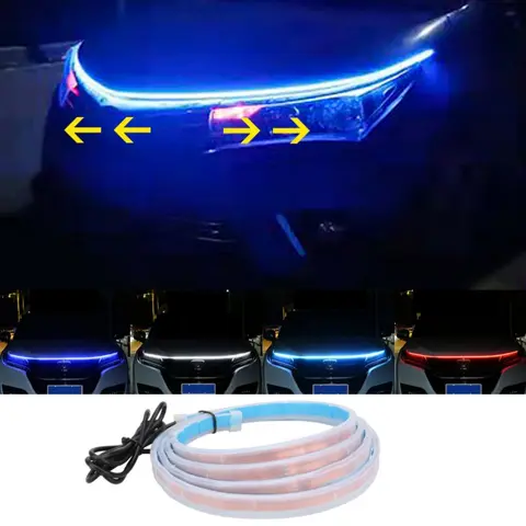 car hood light 70 inch decorative light, atmosphere light, Car Atmosphere Lamp, strip dynamic scanning start effect neon light hood light, suitable for car SUVs, trucks, LED Car Lights, Auto Decorative Light