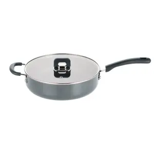 3.7Qt Non-Stick Saute Pan with Lid & Foldable Knob - Gray | Stylish Cooking Pot with Silicone Handles - Safe for Induction, Gas, Electric, Ceramic & Counter Cooktops - Everyday Kitchen Essentials