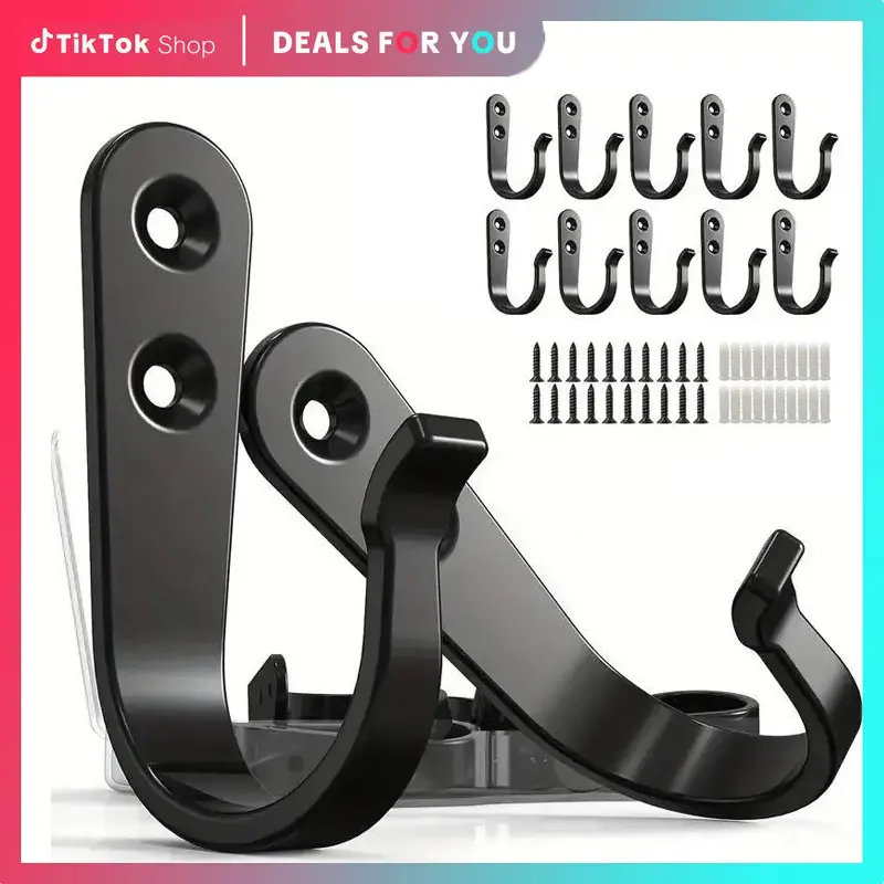 10PCS Wall Mounted Clothes Hooks with Rust Resistant Coating, Easy to Install Garment Hanger, Practical Storage Organizer for Living Room and Bedroom| Dealsforyoudays