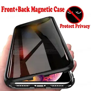 Anti Spy peeping Privacy Glass + Metal Magnetic Adsorption Case For iPhone 17 16 15 14 Plus 13 12 Mini 11 Pro X XS Max XR Cover