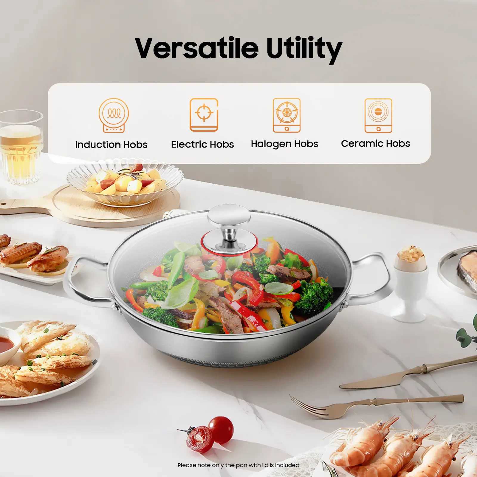 CNCEST 316 Stainless Steel Nonstick Frying Pan Food Cooking Home Kitchen Restaurant Daily Use Durable Non-Toxic Induction Compatible Chefs Home Cooks Culinary Enthusiasts