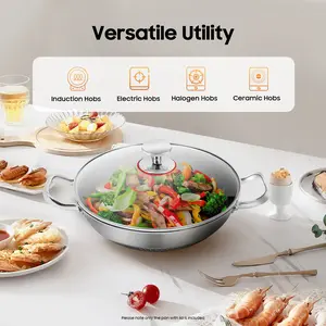 CNCEST 316 Stainless Steel Nonstick Frying Pan Food Cooking Home Kitchen Restaurant Daily Use Durable Non-Toxic Induction Compatible Chefs Home Cooks Culinary Enthusiasts