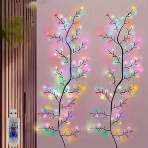 USB-powered courtyard wall decorative tree light. Outdoor 8 lighting modes. Creative LED Lighting Novel LED willow-branch lamp. Can be customized in shape. Suitable for desktop, balcony, wedding, festival and party background wall decoration.