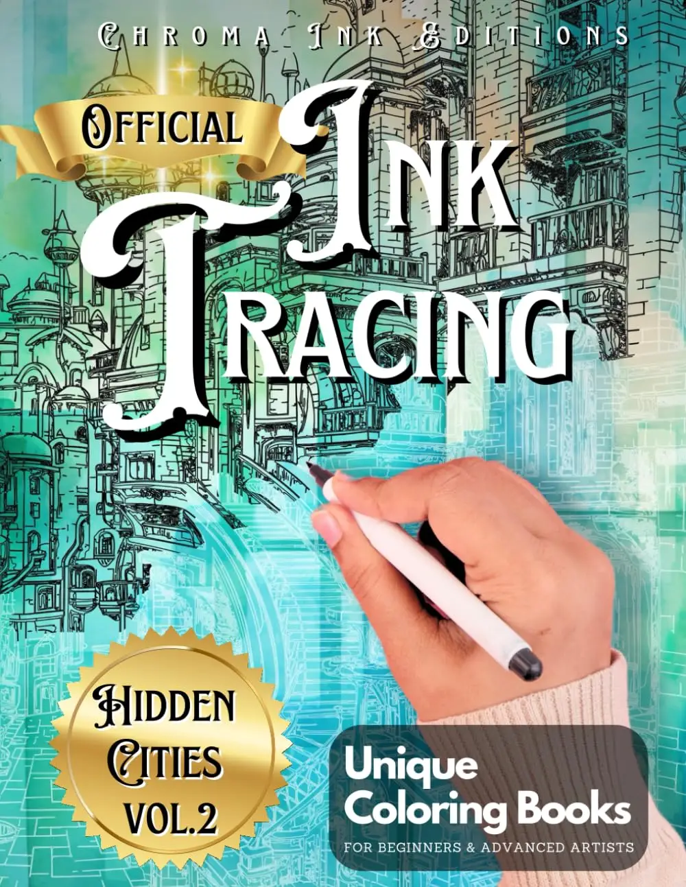 Ink Tracing Coloring Book, Follow the White Lines to Reveal a Unique City. A New Concept for the Reverse Coloring Book
