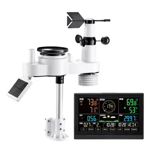 7-in-1 Wi-Fi Weather Station with APP, 7.5-Inch VA Wireless Solar Powered Outdoor Sensor, Rain Gauge, Indoor Outdoor for Weather Forecast, Wind Speed, Temperature, Humidity, Rainfall