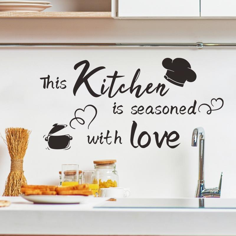 Simple Household Kitchen Wall Sticker, 1 Count Letter Slogan Pattern ...