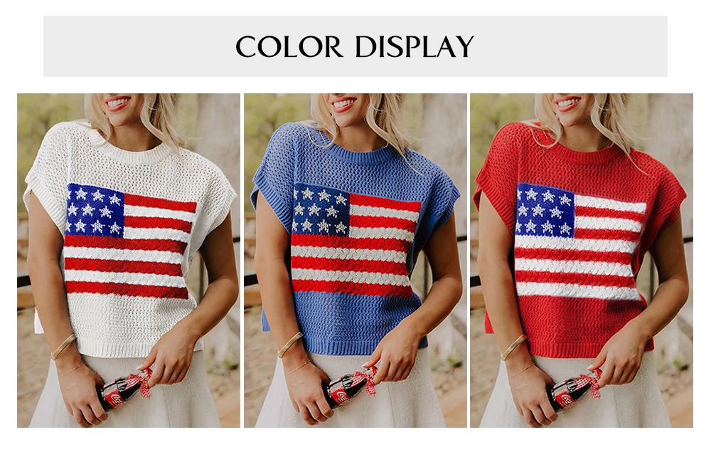 Asvivid Women's Crochet Flag Sweater Graphic Sleeved Sweaters Knit Top Womenswear Casual Crewneck Tshirt Loose Summer Clothes Fashion Tops Asvivid Women's Crochet Flag Sweater Graphic Sleeved Sweaters Knit Top Womenswear Casual Crewneck Tshirt Loose Summer Clothes Fashion Tops