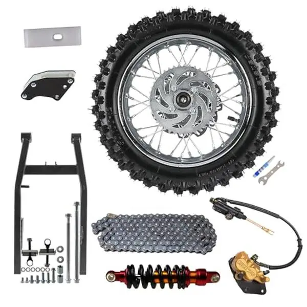 Suisuitong Dirt Bike Swing Arm Swingarm with 11" Shock Absorber and 80/100-12 Rear Wheel Kit for Scooter Pit Dirt Bike Pocket Rocket Monkey Trail Bike E Bike Razor Offroad Motorcycle Taotao SSR SDG