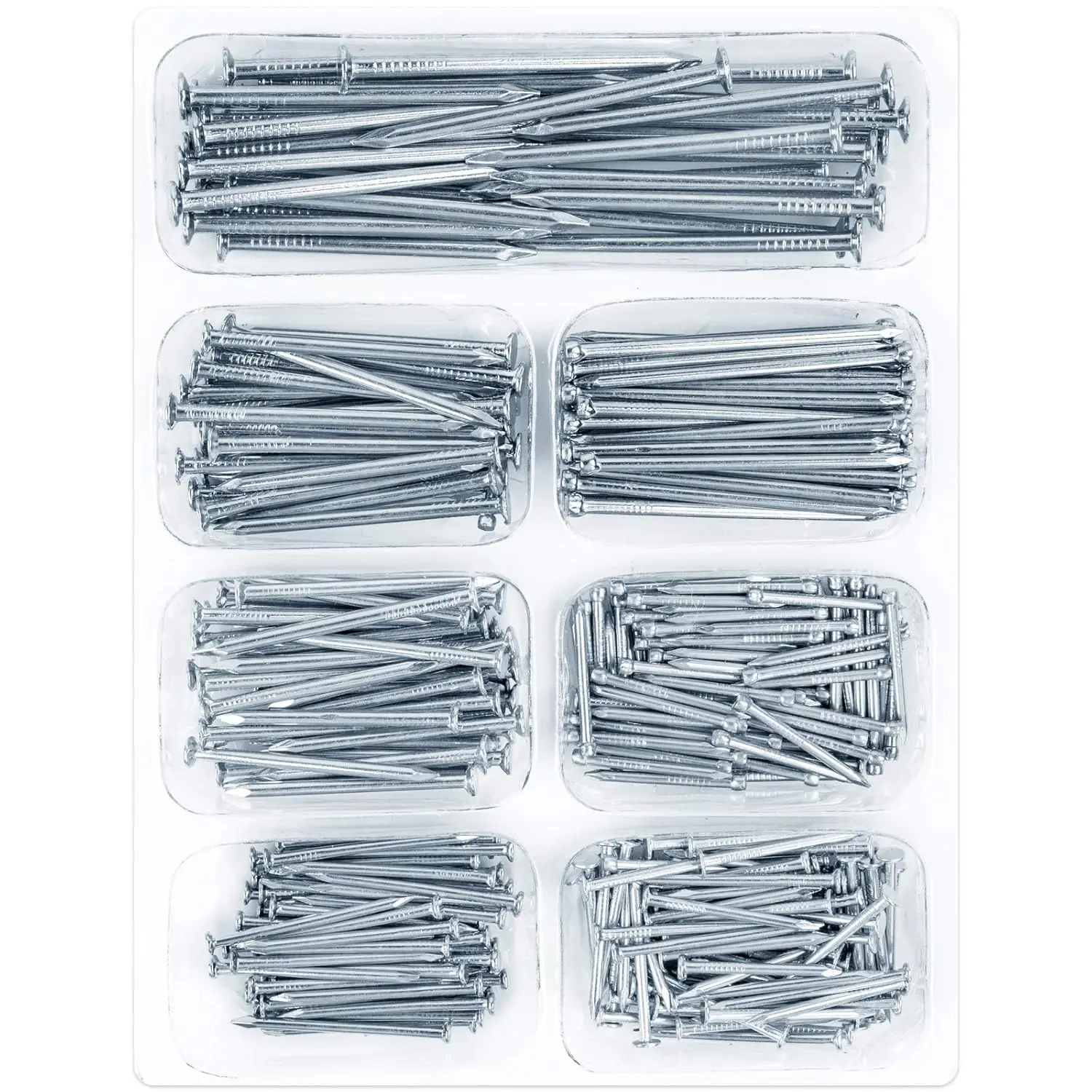400 count Hardware Nails Assortment Kit, Picture Hanging Nails, Galvanized Nails, Small Nails for Hanging Pictures, 7 Size Assortment for Finish Nails,  Nails, Wall Nails