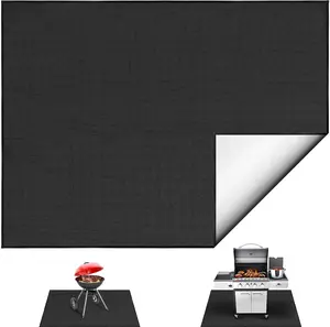 Fire Pit Mat, 4-layer Heat Resistant Mat Under BBQ, Grill Mats for Outdoor Grill Deck Protector, Fireproof & Oil-Proof Patio Mat with Aluminum Foil Insulation to Protect Lawn, Patio, Grass