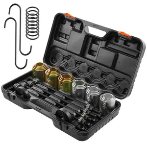 【FathersDayGift】VEVOR 26 PCS Pull and Press Sleeve Kit, Steel Bush Bearing Removal and Installation Set, Bush Removal Insertion Sleeve Tools with Carrying Case, Multi-Vehicle Compatibility for LCV and HGV Engines