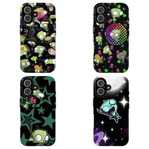FL-Invad3r Zim GIR Y2K Grunge Collage Phone Case,Nostalgic 2000s Cartoon Fan Art Cover For iPhone 11 12 13 14 15 16 17 Air Pro Max for Samsung S26 S25 S24 S23 S22 S21 Case,Gift for her/him