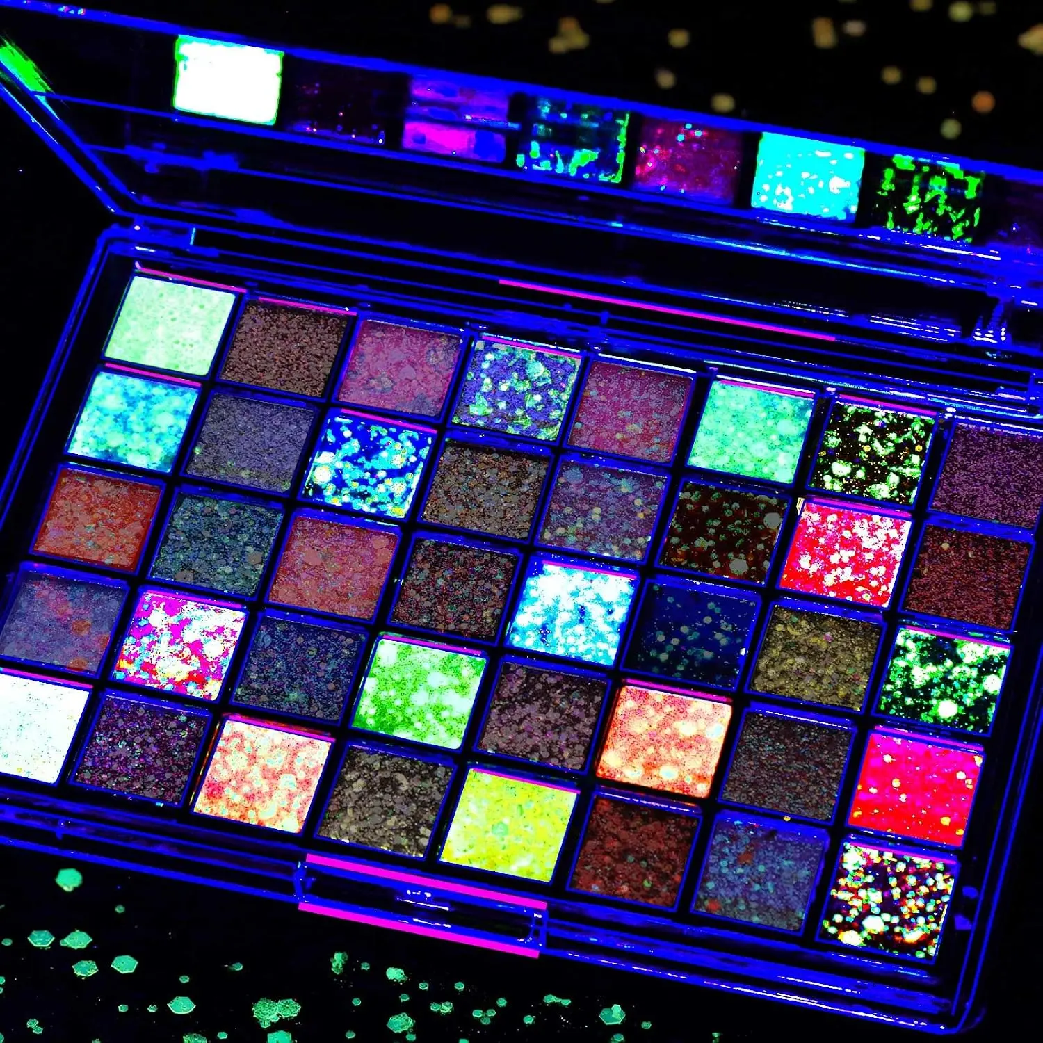 Gel Eyeshadow Glitter Set - Glow-in-the-Dark, Daytime Vibrant Shades - Body, Hair Glitter for Kids, Women - Halloween, Rave Festival Makeup