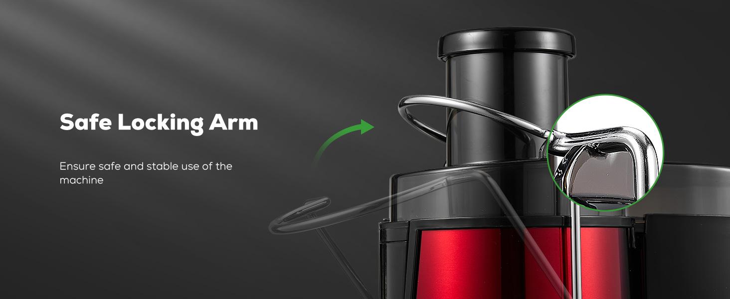 Aiheal Juicer Machines, Centrifugal Juicer Extractor 3 Speeds with 3'' Feed Chute for Whole Fruit and Vegetables, Stainless Steel, Easy to Clean, Cleaning Brush and Recipe Included, RED