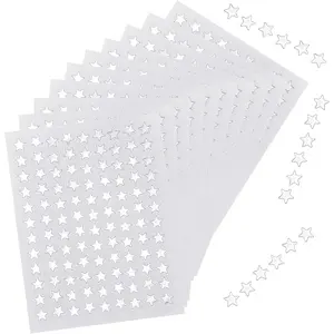 1080 Pack 10 Sheets Tiny Silver Star Stickers, 0.3" Diameter Reward Stickers for Kids, Children, Face, Reward Chart (Silver)
