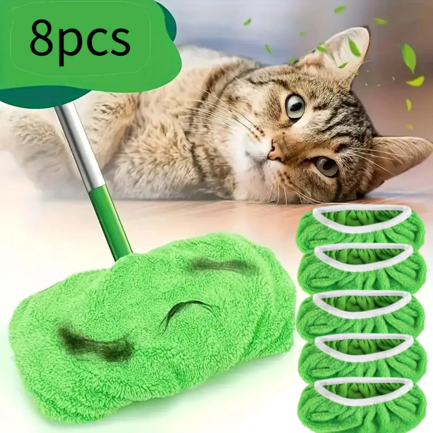 8 Pack Reusable Mop Pads Refill Compatible with Swiffer Sweeper Mop - Dry Sweeping Cloths & Wet Mopping Cloths for Household Cleaning - Washable Microfiber Pads for Mopping Floors Absorbent