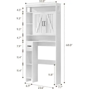 Vividwood Over The Toilet Storage Cabinet with 2 Barn Doors & Built-in Toilet Paper Holder, Farmhouse Space-Saving Organizer for Bathrooms and Laundry Room