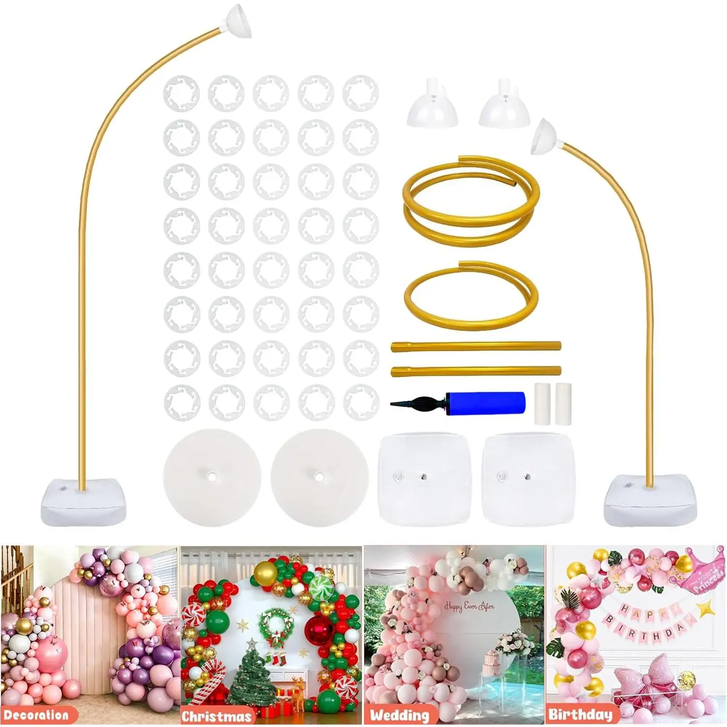 Balloon Arch Stand with Base - 8.2ft & 5ft Balloon Arch Kit with Bendable, Half Arch Stand, Balloon Column & Arch Frame for Weddings, Birthdays, Baby Showers