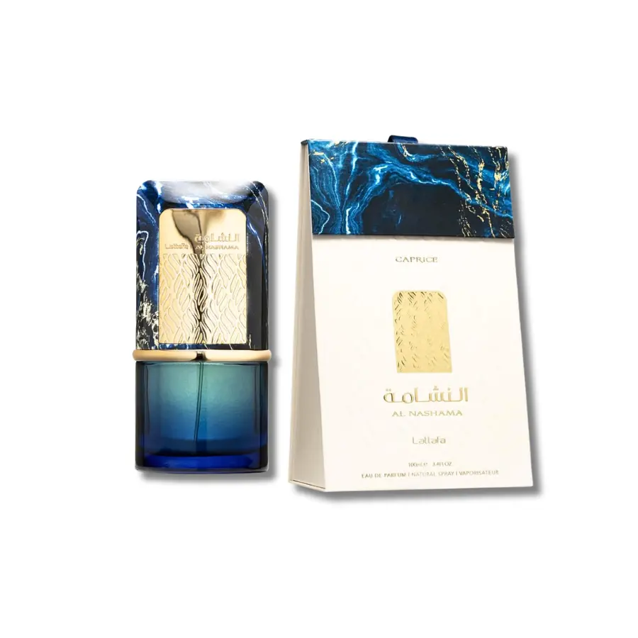 Lattafa Al Nashama Caprice Eau de Parfum, Unisex Arabian Cologne with an Aromatic Citrusy and Woody Scent, Long-Lasting Fragrances, 3.4 fl oz, Aromatic Citrusy Scent
