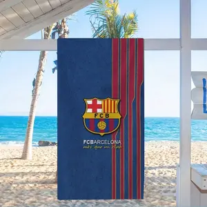 Barcelona Football Club Logo Beach Towel and Blanket, Quick-Dry Microfiber Material, Lightweight and Portable, Ideal for Pool, Travel, Camping, Travel Towels