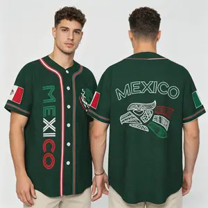 Full-Print Mexico Baseball Jersey, Classic Aztec Calendar Mexican Ethnic Totem Design, Unisex Baseball Jacket, Varsity Sport Coat, Casual Street Fashion