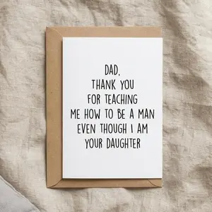 Funny Father’s Day Card, Daughter to Dad Card, Thank You Dad Card, Emotional Dad Gift, Sweet Father Daughter Card, Heartfelt Dad Message Card, Minimalist Typography Card