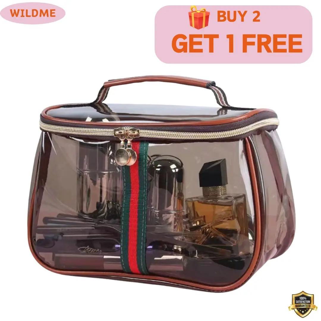 WILDME new retro vintage vanity bag makeup bag large capacity waterproof transparent toiletry bag luxury cosmetic bag women ladies travle storage case