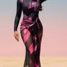 Women's 2-Piece Flower Print Long Sleeve Rashguard & Panty Set - Modest Swimming Wear, Full Coverage, Machine-Washable Swimsuit Fabric Beach Sports Outfit