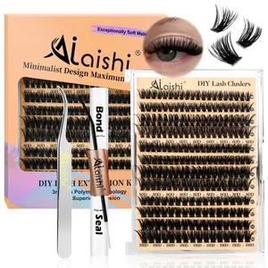 AILAISHI 60D+80D+100D DIY Magic Eyelash Extension Set - Thick Cluster  Curled Single Eyelash, 240pcs Cluster Eyelash, Sealed Black Eyelash and Tweezer  Essential False Eyelash Set for Junior "Girls" Cosmetics, Summervibes