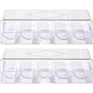 Clear Acrylic Poker Chip Rack with Cover/Casino Chip Tray with Lid, Holds 100 Chips Each