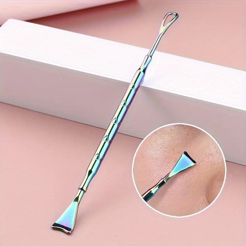 Stainless Steel Manual Blackhead Remover Tool, Squeeze Acne Sticks, Acne Needles, Nose Hair Follicles, Manual Cleaning Artifact, Facial Skin Care Tool for Pore Cleansing