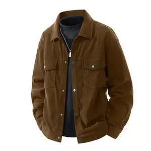 Extra Large Men's Corduroy Jacket for Autumn Winter Loose Fit Plus Size Baseball Coat in Medium Size for Big and Tall Men